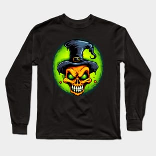 SpookTober Halloween Skull-Pumpkin Long Sleeve T-Shirt